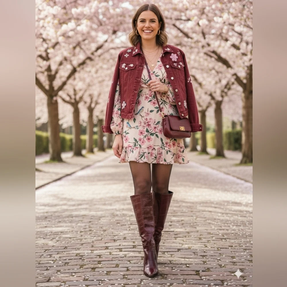 Vince Camuto Plum Croc-Embossed Leather Wide Calf Boots - Picture 3 of 10